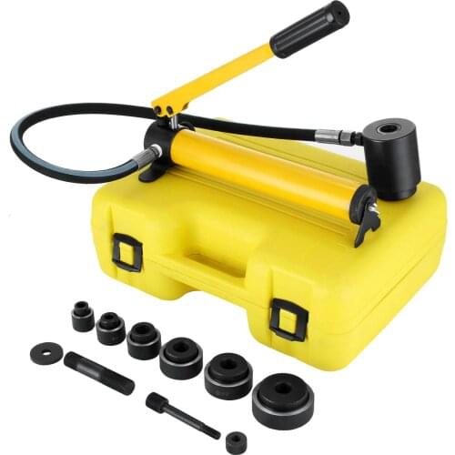 10Ton 2" Hydraulic Knockout Punch Hand Pump 6 Dies Hole Tool Driver Kit w/ Case