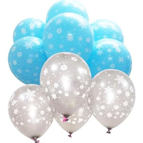 12pcs/lot 12inch Christmas Snowflake Latex Balloon Printed Balloons Snowflake Ball Wedding Birthday Party Decoration
