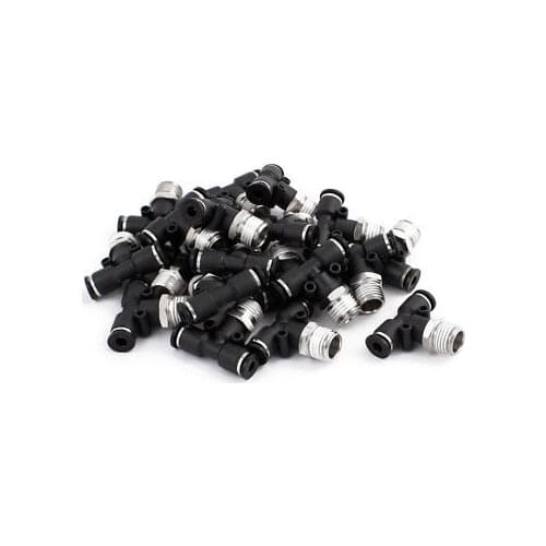 20pcs T Type 1/4" PT Male Thread 4mm Push In Joint Connector Quick Fitting