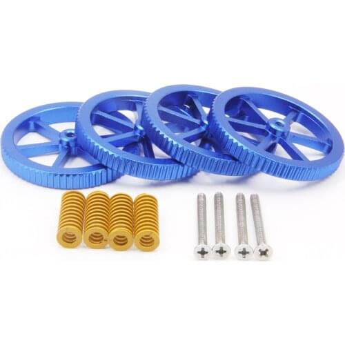 4PCS Aluminum Hand Twist Leveling Nut Diameter60mm+4PCS Hot Bed Die Spring+4PCS M4 Screws for Creality 3D Printer CR-10/Ender-3