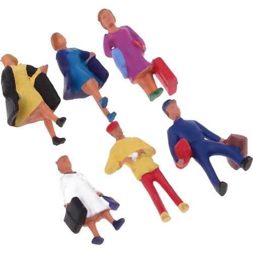 6pcs Miniature Painted Figure 1:87 Architectural Human Model Plastic Passengers Peoples