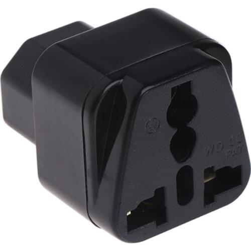 IEC 320 C14 To Universal Female Power Adapter AC Power Plug Connector Black