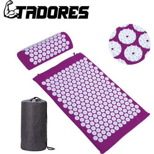 Acupressure mat yoga mats pillow with bag back pain relief acupuncture spike cushion massager relief stress