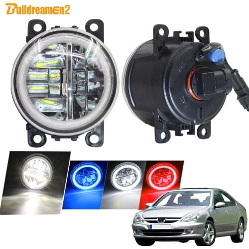 Buildreamen2 Car Styling 4000LM LED Fog Light DRL Angel Eye Daytime Running Light 12V For Peugeot 607 (9D, 9U) Saloon 2000-2006