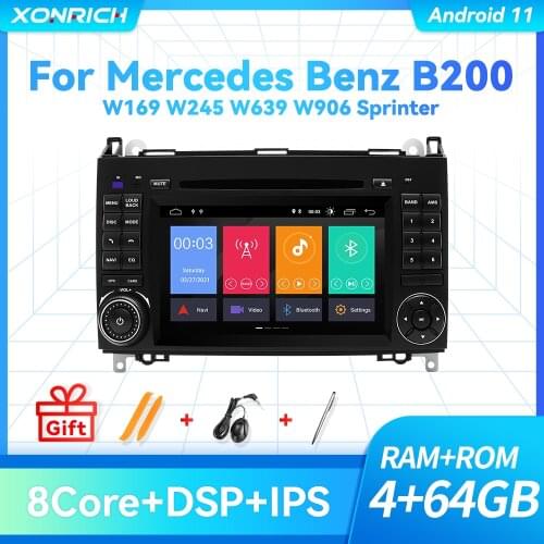 Carplay Android 11 2 Din 4GB+64GB Car DVD Radio For Mercedes Sprinter W906 Benz B200 A B Class W169 W245 Viano Vito W639 DSP RDS