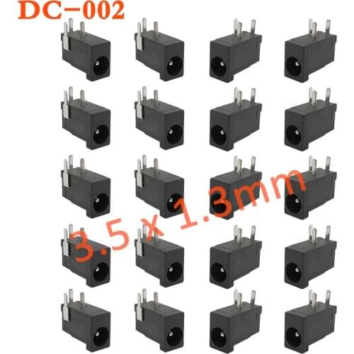 3Pin DC-002 Power Female Jack Socket Connector DC002 3.5*1.3mm Black Round Needle Charging Port Power Interface Outlet