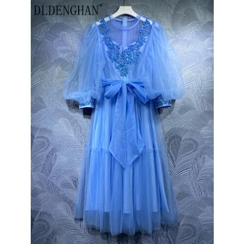 Синие летние платья DLDENGHAN China At AliExpress