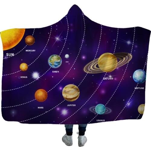 World Wide Flannel Single Side Print Warm Comfort Antistatic Hooded Blanket Wool English Label Learn To Wear Shawl Blanket