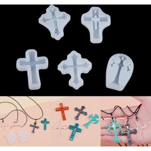 5 Styles Cross Silicone Mould Necklace Pendants Epoxy Resin Mold For DIY Handmade Crafts Decor Jewelry Making Accessories Tools