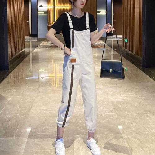 Overalls 2021 Summer New Patch Loose Overalls Womens Age Slimming Nine-point Pants Woman Jeans Baggy Jeans