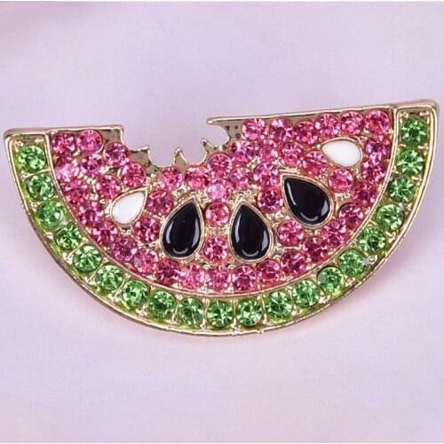 Summer Style Rhinestone Watermelon Brooches For Women Cute Fruit Brooch Pin Kids Backpack Badges Fashion Jewelry