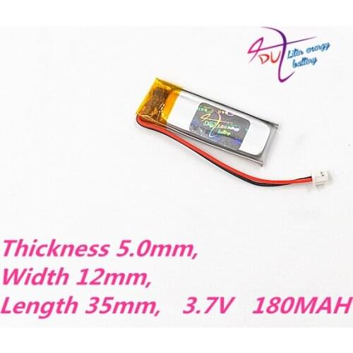 10 x 501235 3.7V 180mAh LiPo Battery JST ZH 1.5mm 2 pin connector Lithium Polymer Rechargeable For Mp3 bluetooth GPS PSP headset