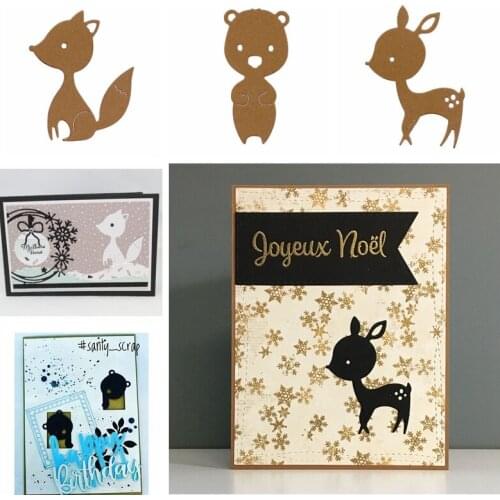 Cute Bear Fox Sika Deer Metal Cutting Dies Stencils for DIY Scrapbooking Photo Album Decorative Embossing Cards Crafts Die Cut