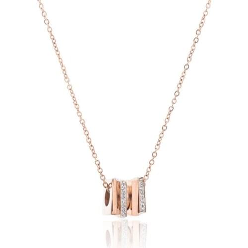 Fashion Rose Gold Jewelry Necklace Square Titanium Steel Stainless Steel Clavicle Chain Necklace Cubic Zircon Necklace
