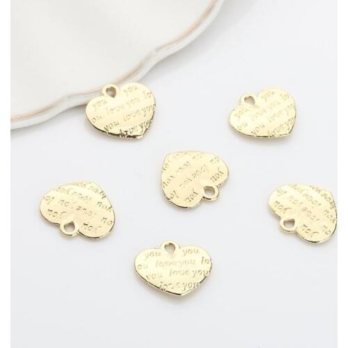 12mm 5pcs/lot Zinc Alloy Charms Pendant Gold Small Heart English Alphabet Charms For DIY Necklace Jewelry Making Accessories
