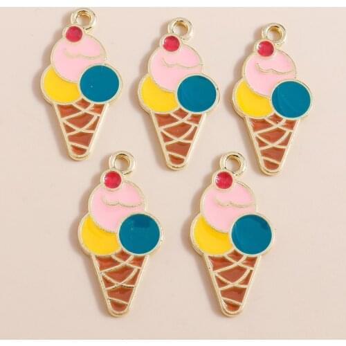 10pcs 13*25mm Alloy Enamel Summer Cold Drink Charms Ice Cream Charms for Necklace Earrings Making Diy Craft Supplies Accessories