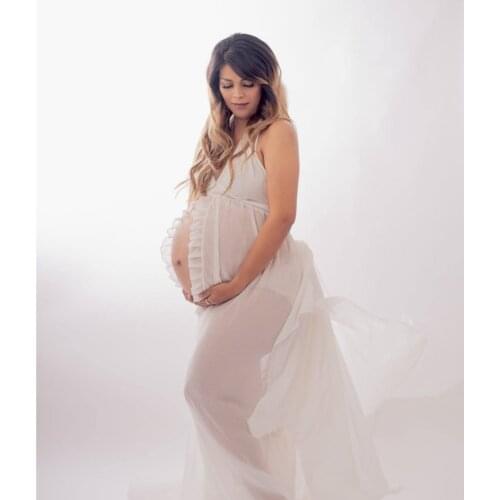 Photo Shoot Pregnant Chiffon Prom Sleeveless V-Neck Backless Maternity Photography Props Dresses Women Clothes Evening Gown