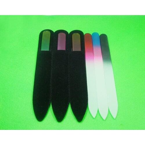 5 1/2" Glass Nail Files Crystal File Nail Buffer With Protective Black Sleeve Colorful 12X NF014
