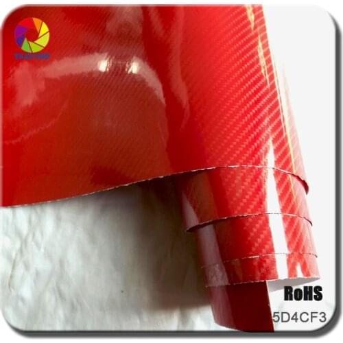 TSAUTOP 1.52x20m air free bubbles high gloss 5d carbon fiber vinyl car sticker red (4D primer)