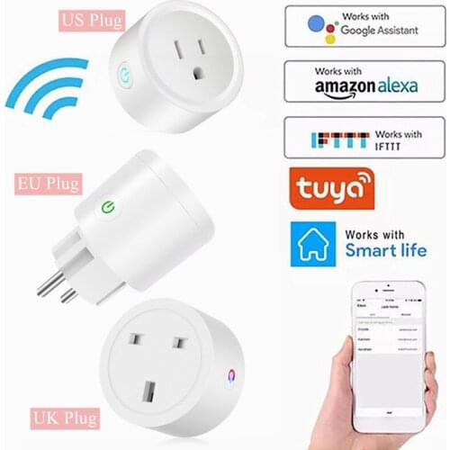 Tuya Smart Life App WIFI Wireless Remote Smart Socket Adapter Voice Control EU US UK Plug Outlet Power Work Alexa Google Home