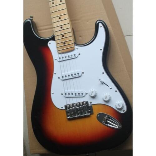 High quality st electric guitar, sun color solid slit electric guitar, free transportation