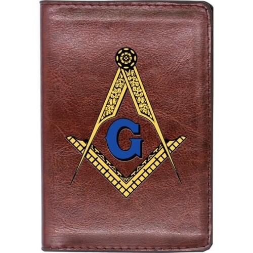 High Quality Leather Classic Free and Accepted Masons Printing Travel Passport Cover ID Credit Card Case