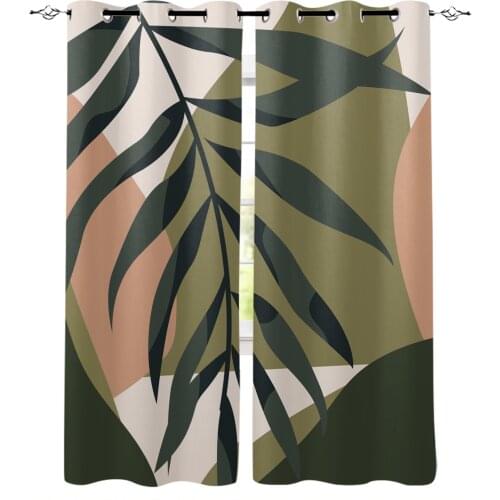 Tropical Plant Leaves Silhouette Curtains For Living Room Modern Window Curtains For Bedroom Curtains Drapes Blinds