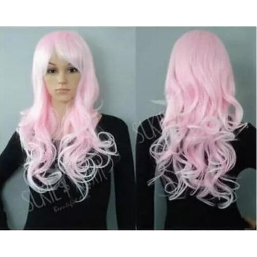 Zhaoxia++078266@Q8@* +++Cos pink and white long curly cosplay wig