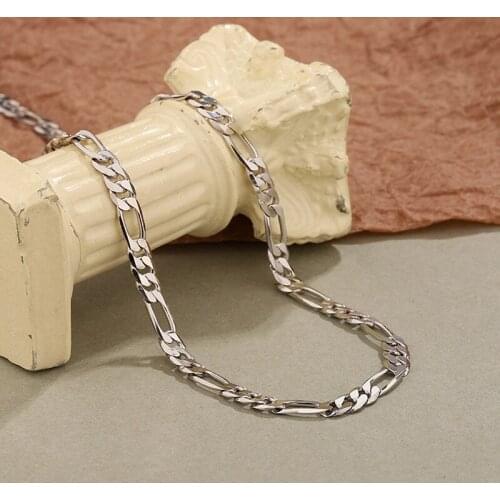 Amaiyllis 925 Sterling Silver Simple Stacking Choker Necklace Hip Hop Figaro Chain Necklace Jewelry For Women