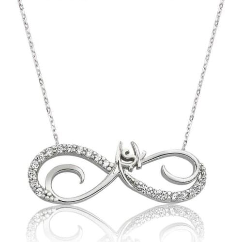 Women infinity Style Silver Necklaces Zircon Gemstone Silver Necklaces 925 Sterling Silver Turkish Women Jewelry