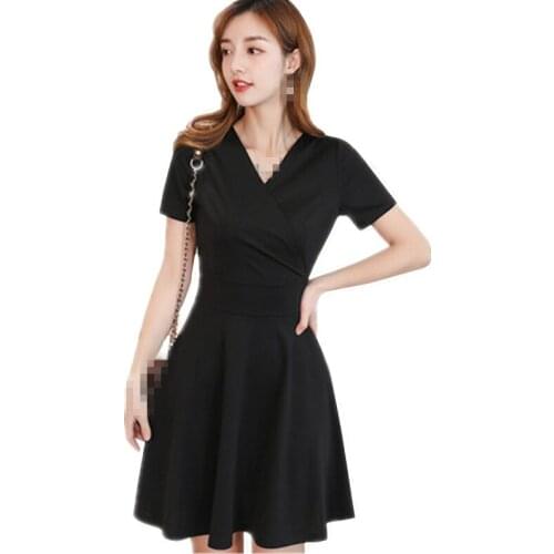 ZC1435 2020 summer new women fashion trend plain color show thin casual dress cheap wholesale