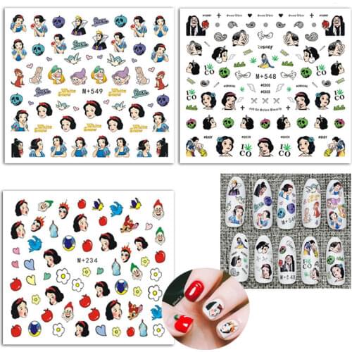 Snow White and the Seven Dwarfs 1Pc Nail Stickers Nails Accessories Fashion Manicure Water Decals Cool Girls Decoration Gift Toy