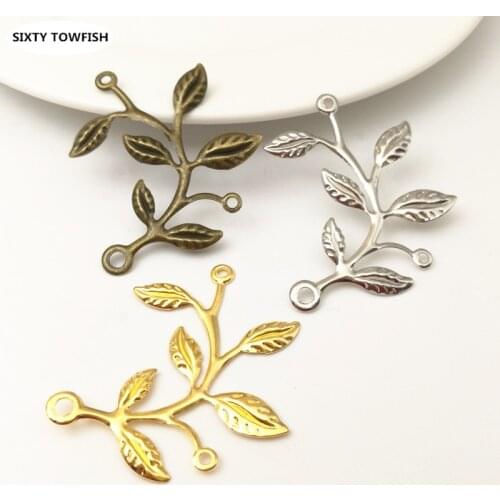 10 pcs/lot 39x44mm 3 Colors Metal Filigree Leaves Flower Slice Charms base Setting Jewelry DIY Components Findings B19017