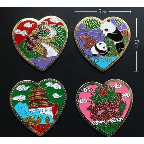 Animal Panda Souvenir Fridge Magnets Chinese Culture Cloisonne Craft Metal Refrigerator Sticker 10 piece / pack Free shipping