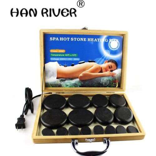 HANRIVER 16 pieces of bamboo suit massage health SPA volcanic energy stone oilstone lava-rock massage massager
