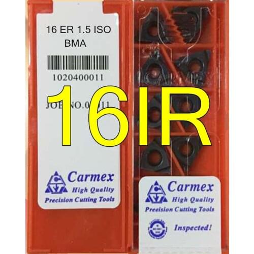 16IR 0.5 0.75 1.0 1.25 1.5 1.75 2.0 2.5 3.0 3.5 ISO BMA 1pcs per model 10pcs/set Carmex carbide thread Insert