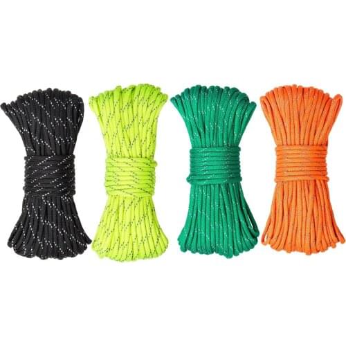 20m Survival Paracord Luminous Rope Camping 550 9 Core Outdoor Rope Lanyard Outdoor Survival Camping Ropes Lanyard Paracord