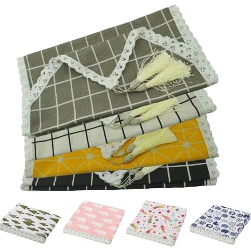 33x150cm Printed Linen Cotton Table Runner Tassel Home Table Runners Christmas Wedding Dining Table Decor Kitchen Table Flag