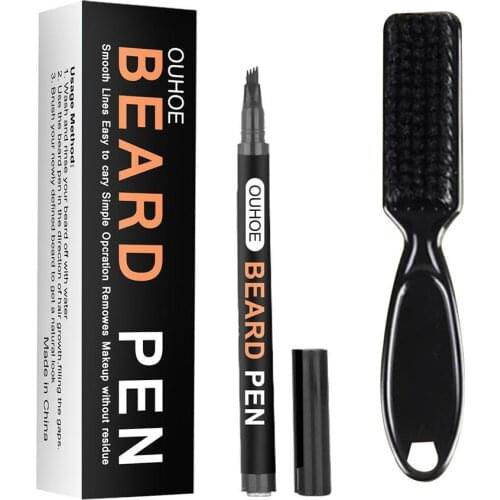 4 Fork Tip Beard Pen Beard Filler Pencil And Brush Men Beard Tools 2 Shaping Moustache Colors Coloring Hair Waterproof L2O4