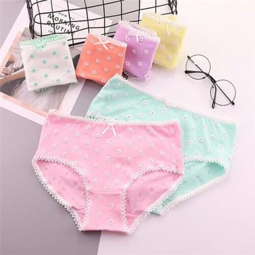 4PCS/Lot Children Cotton Underwear Young Girls Briefs Solid Low Waist Short Briefs Comfortable Ladies Panties TWY-010X-4p