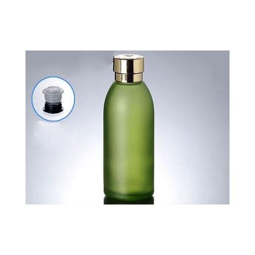50pcs 120 ml green frost glass packaging with gold lid ,empty 4 oz glass green frost lotion bottle ,120ml Cosmetic Packaging