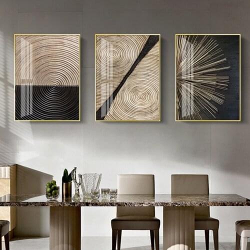 Abstract Retro Brown Wood Grain Minimalist Canvas Painting Wall Art Poster Print Pictures Living Room Office Home Decoration