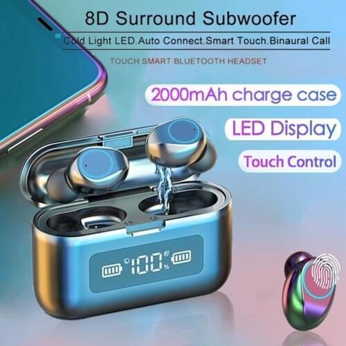 Bluetooth Earbuds V5.0 Wireless Earphone with Mic IPX7 Waterproof 3-4H Music Time with Charging Case