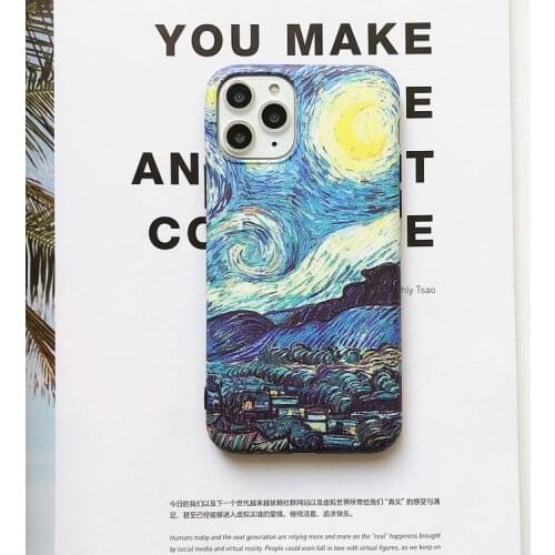 Starry Night Van Gogh Art Work Painting Case for iPhone 12 Pro Max XR XS Max X 6 7 8 Plus 12mini XS Italian Style iPhone 11 Case