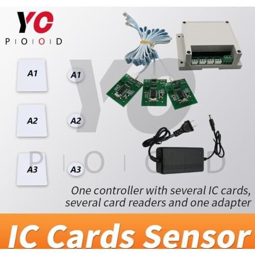 Rfid prop room escape adventurer game prop four rfid prop put four ic cards in one to one relationship to unlock with audio