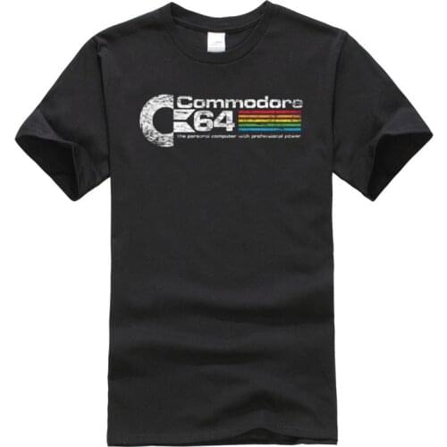 C64 SID Amiga 8-bit Commodore 64 Mens T Shirt LGBT Rainbow Logo Casual Tops T Shirt Crew Neck Autumn Pure Cotton Streetwear