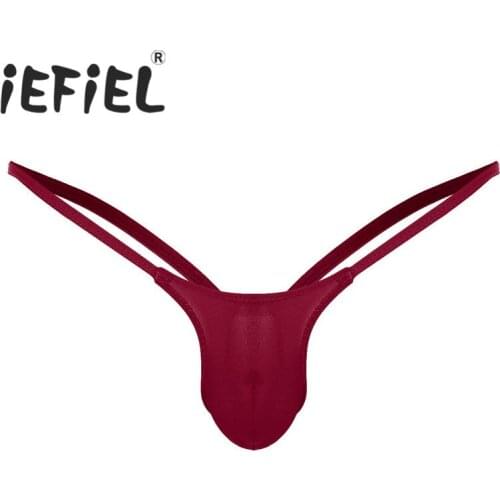 IEFiEL Super Soft Sexy Men Lingerie Low Rise Jockstrap Open Back Stretch Bikini G-string Thong Underwear Triangle Small Panties