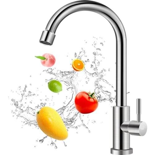 KAMANNI 304 Stainless Steel Kitchen Sink Basin Single Cold Faucet Sink With Ball Bearing Swivel Faucet