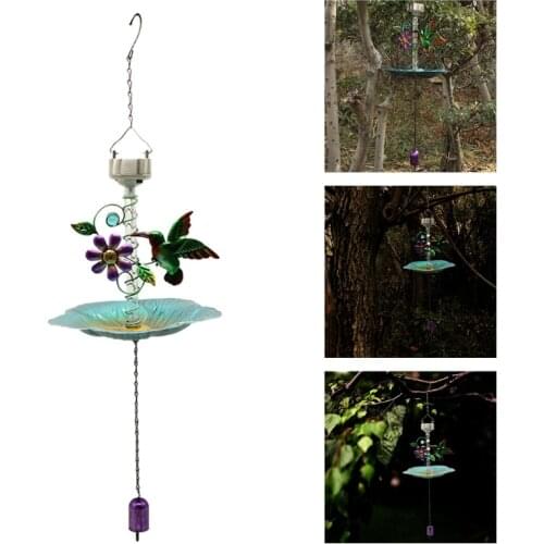 Wild Bird Feeder for Outside - Solar Powered Hanging Birdfeeders w/ LED Light - Garden, Patio, and Yard Decoration