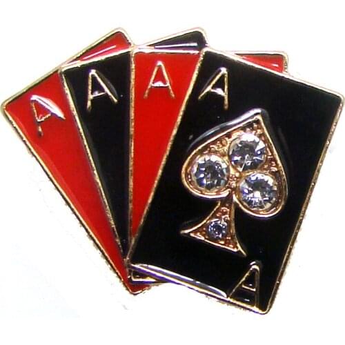 Poker Game Playing Card Collar Lapel Pin Brooch metal enamel Magic Card fashion pin brooch ornament jewelry accessory